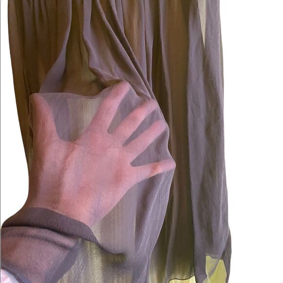 EUC Lapis black A Line skirt with green underlay - Picture 9 of 9